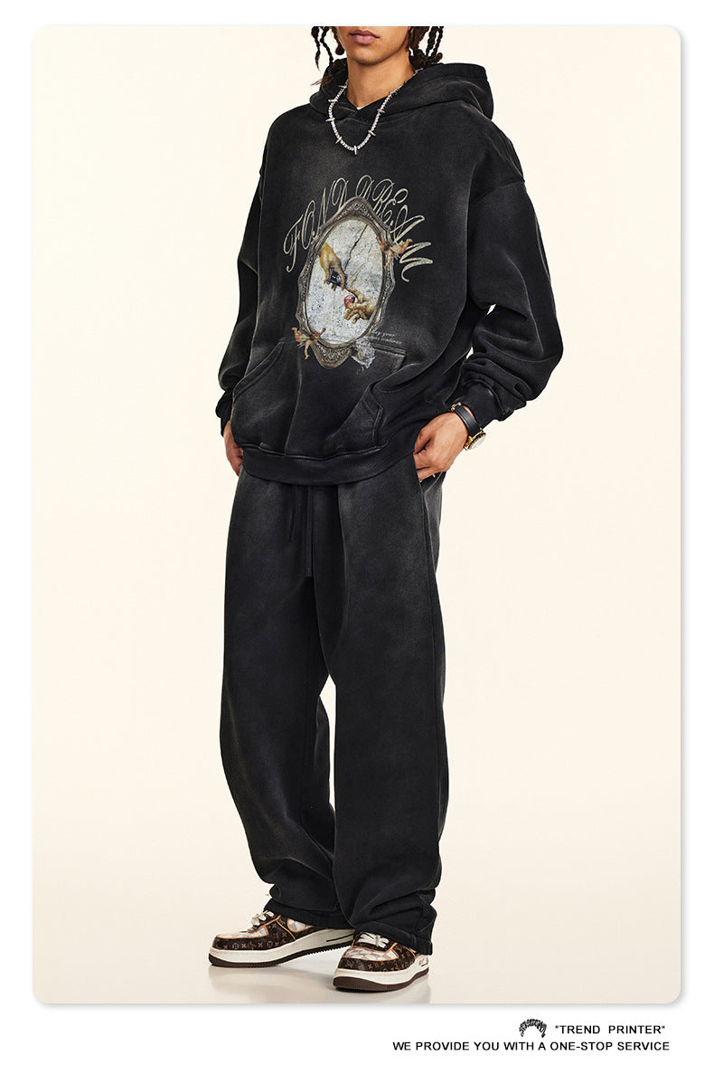 ♛𝔽𝕦𝕤𝕚𝕠𝕟 𝔽𝕠𝕔𝕦𝕤 ♛2025秋冬高磅復古水洗印花帽T B-85