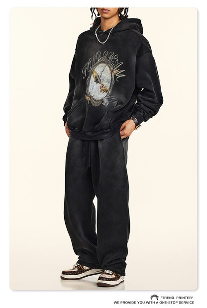 ♛𝔽𝕦𝕤𝕚𝕠𝕟 𝔽𝕠𝕔𝕦𝕤 ♛2025秋冬高磅復古水洗印花帽T B-85