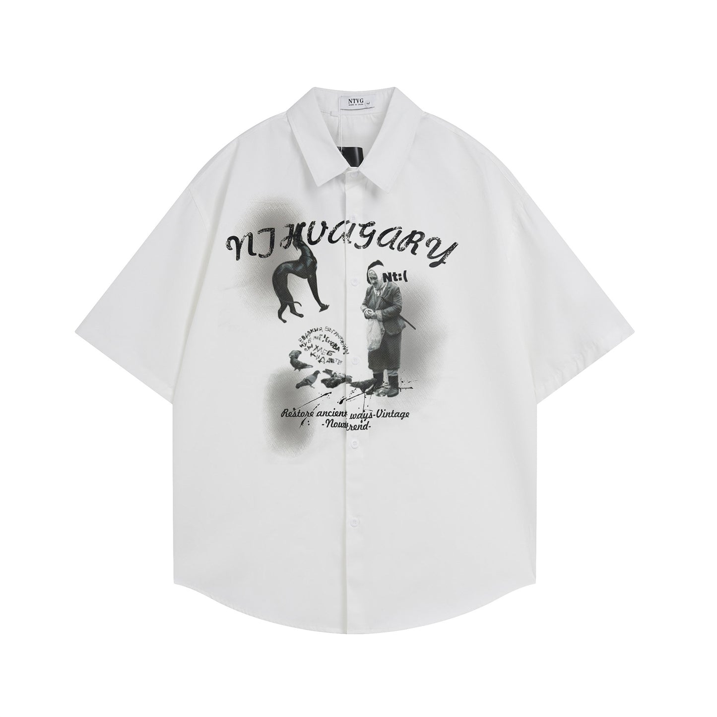 𝕃oose 𝔽it ☞𝟤𝟢𝟤𝟧 ☜美式復古人像印花百搭休閒寬鬆襯衫 N-913