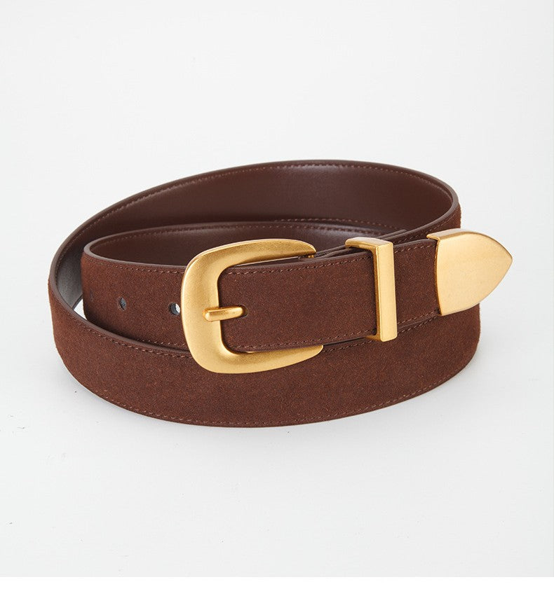 𝗕𝗘𝗟𝗧熱銷女款真皮合金扣牛皮磨砂腰帶細款  07