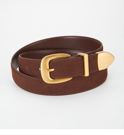 𝗕𝗘𝗟𝗧熱銷女款真皮合金扣牛皮磨砂腰帶細款  07