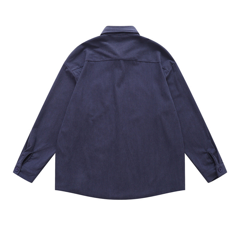 𝔼mbro 𝕊hirt𒉽秋冬復古刺繡燈芯絨休閒襯衫Y-05