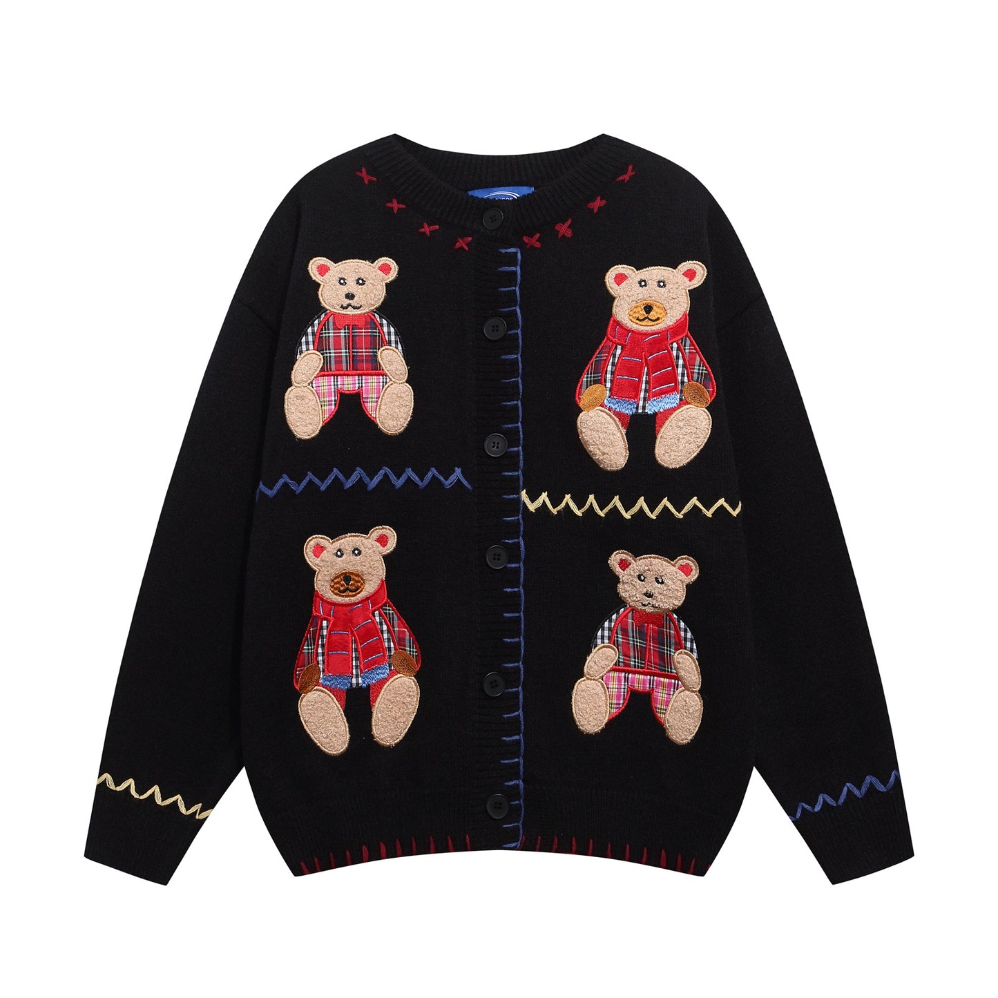 ⓀⓃⒾⓉ𒉽2025秋冬小熊刺繡圓領針織外套 K-98