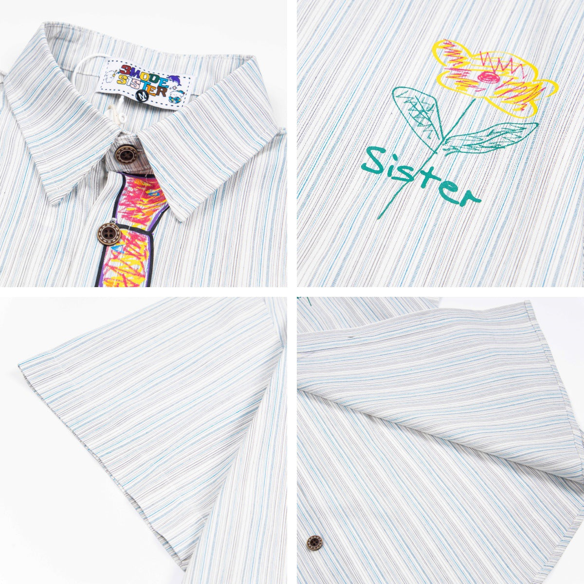 𝕃oose 𝔽it ☞𝟤𝟢𝟤𝟧 ☜日式復古領帶塗鴉圖案百搭休閒寬鬆襯衫