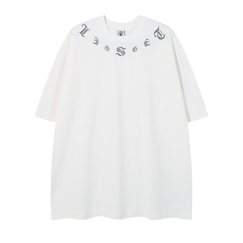 𝕃oose 𝔽it ☞𝟤𝟢𝟤𝟧 ☜美式復古字母刺繡圓領寬版上衣 Y-2