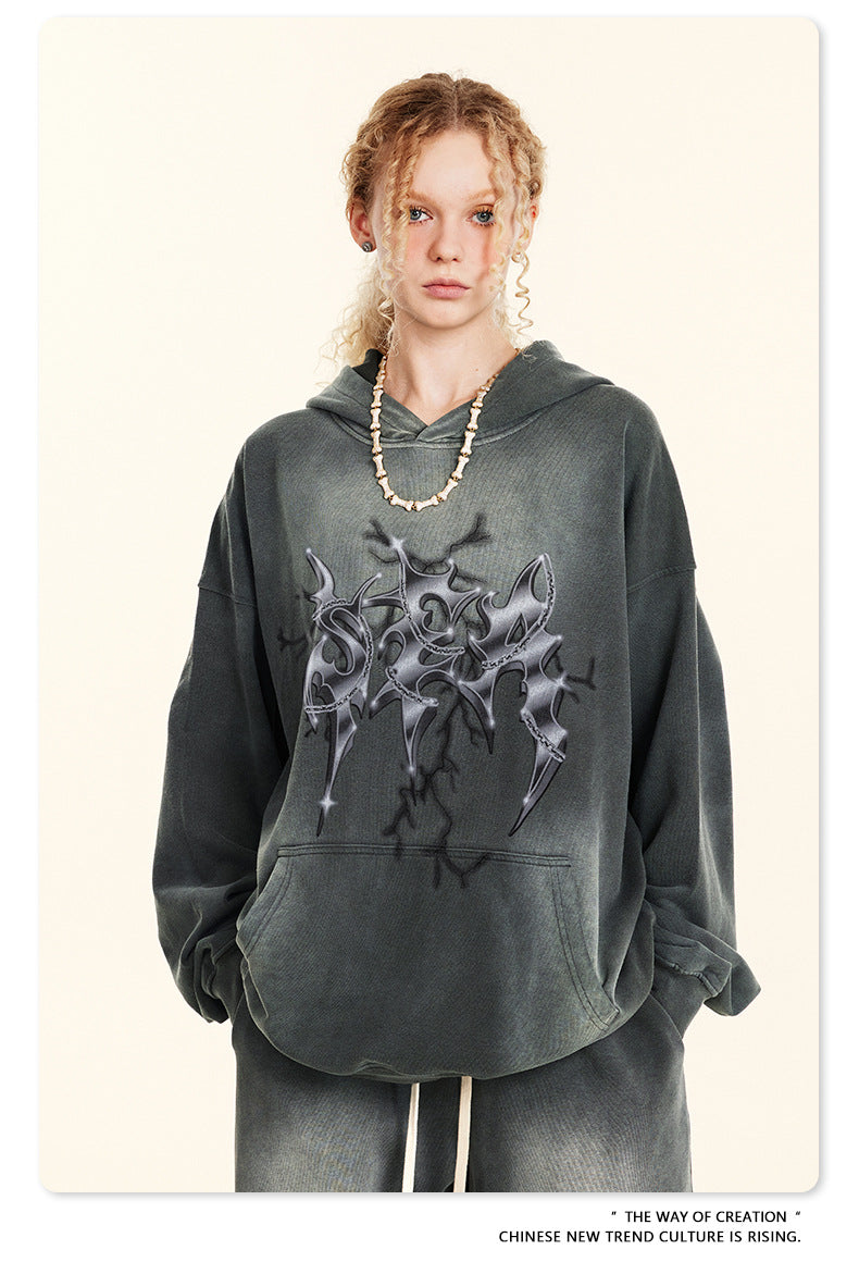 ♛𝔽𝕦𝕤𝕚𝕠𝕟 𝔽𝕠𝕔𝕦𝕤 ♛2025秋冬高磅復古水洗印花帽T 514