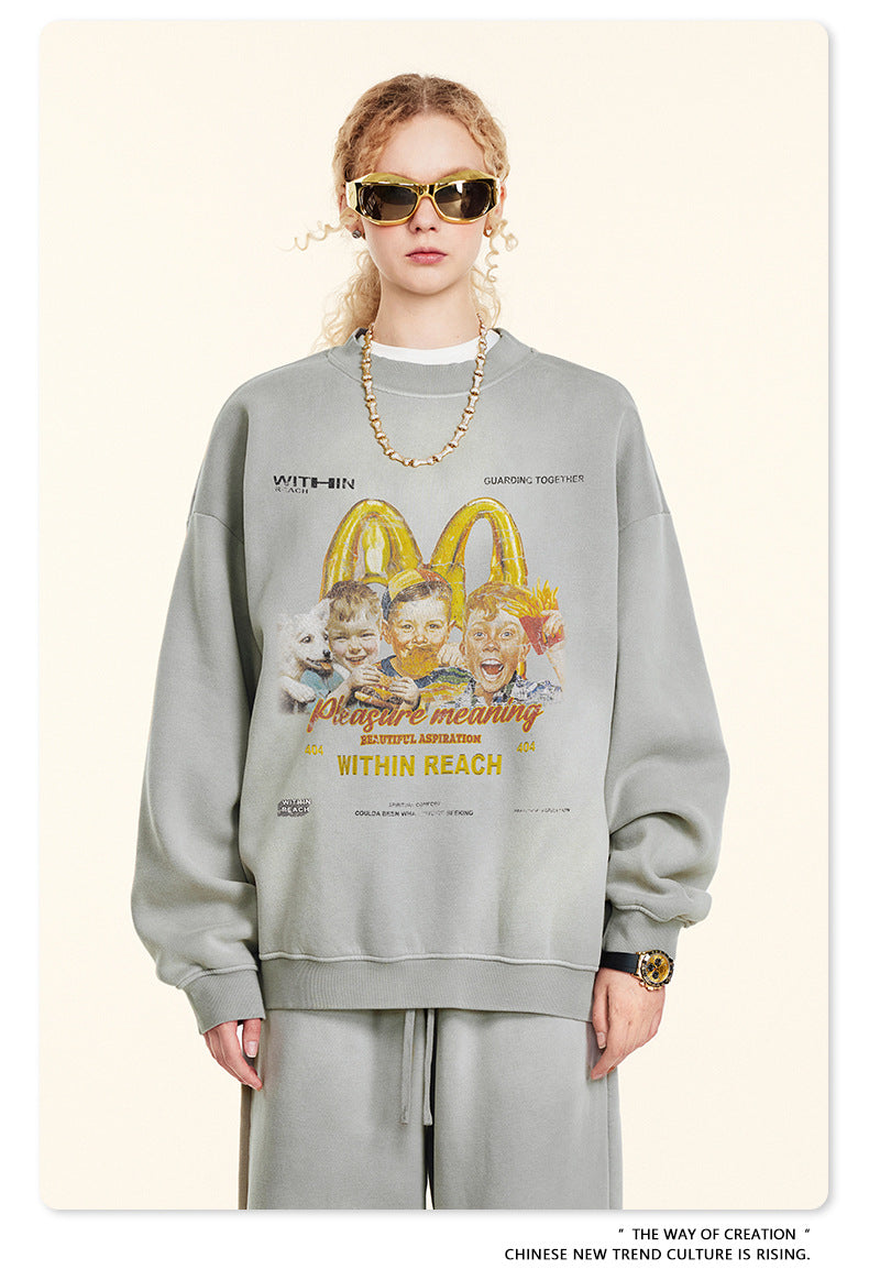 ♛𝔽𝕦𝕤𝕚𝕠𝕟 𝔽𝕠𝕔𝕦𝕤 ♛2025秋冬高磅復古水洗印花帽T B-00