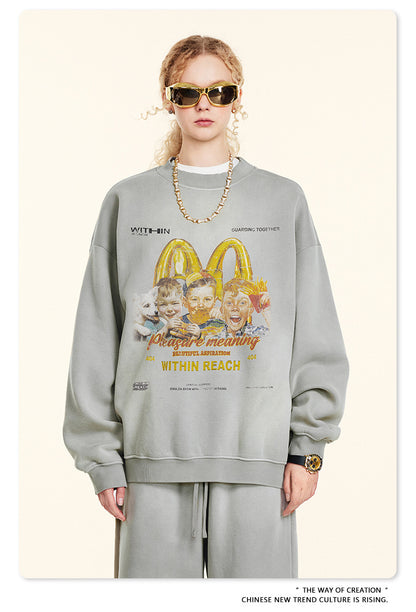 ♛𝔽𝕦𝕤𝕚𝕠𝕟 𝔽𝕠𝕔𝕦𝕤 ♛2025秋冬高磅復古水洗印花帽T B-00