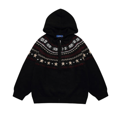 ⓀⓃⒾⓉ𒉽2025秋冬星星圖案連帽針織外套 K-30