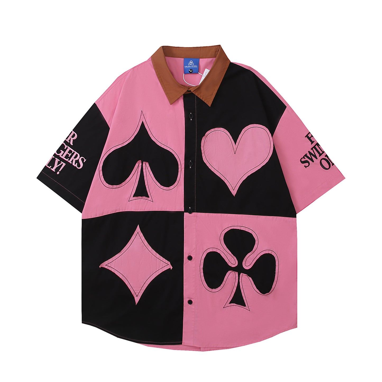 𝕃oose 𝔽it ☞𝟤𝟢𝟤𝟧 ☜美式復古拼色設計感短袖襯衫 CH-59