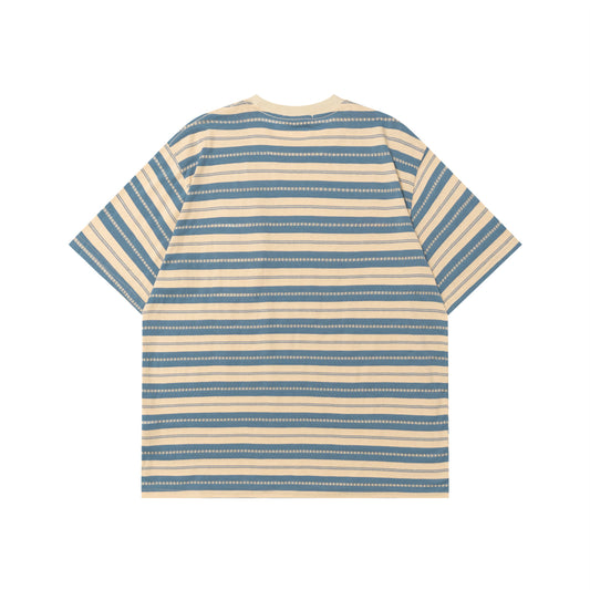 𝕃oose 𝔽it ☞𝟤𝟢𝟤𝟧 ☜美式復古卡通刺繡條紋圓領寬版上衣N-32