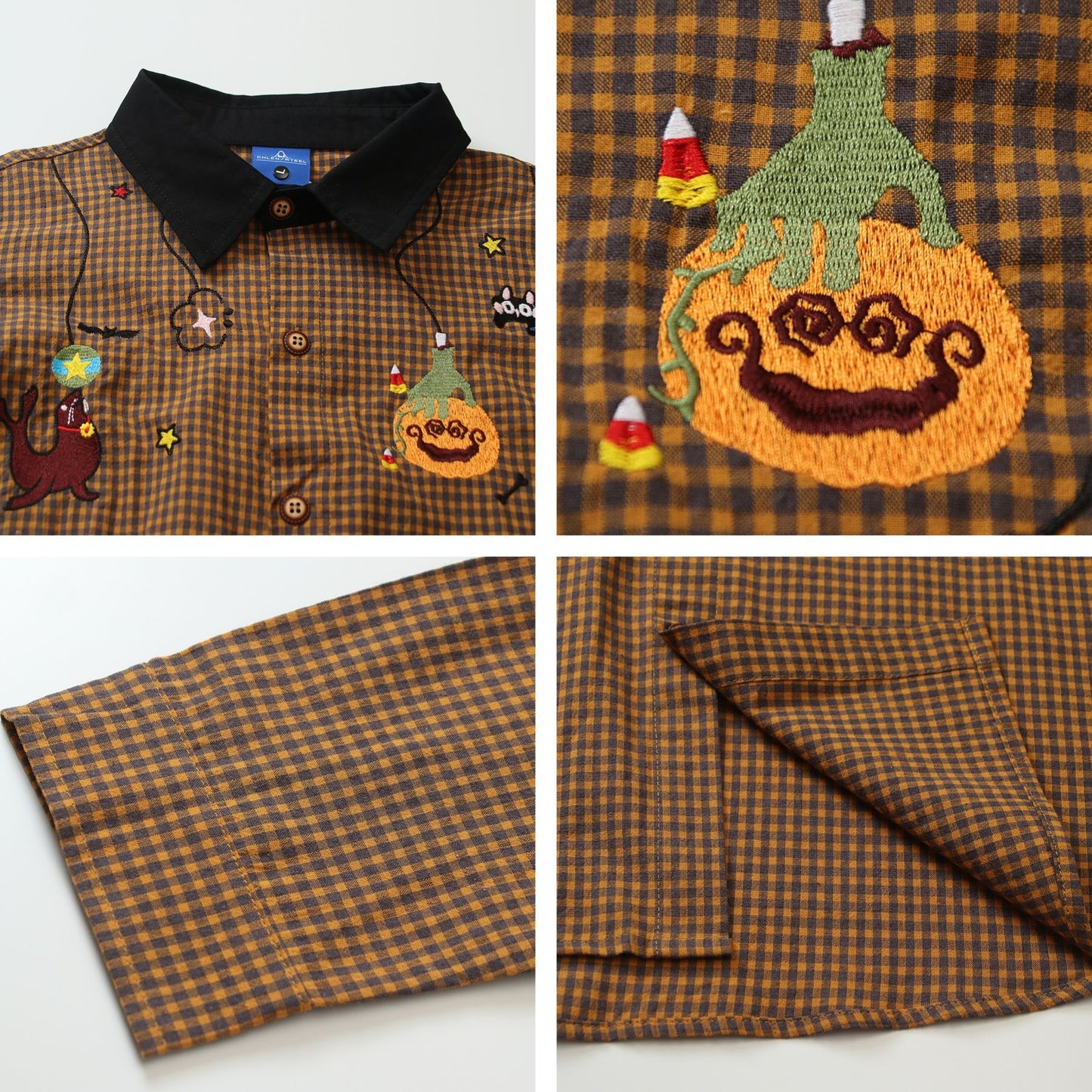 𝔼mbro 𝕊hirt𒉽2025秋冬可愛圖案刺繡寬鬆襯衫外套C-30