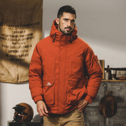 snɔoɟ uoı̣snɟ - 美式連帽羽绒服冬季防風禦寒保暖滑雪登山服潮牌寬鬆工裝外套 FG-366