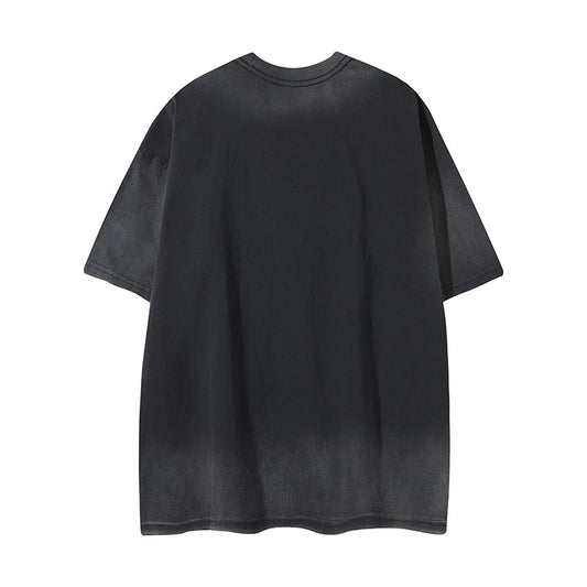 𝕃oose 𝔽it ☞𝟤𝟢𝟤𝟧 ☜美式復古渲染系列噴繪印花男女中性 T-Shirt寬版上衣R-6