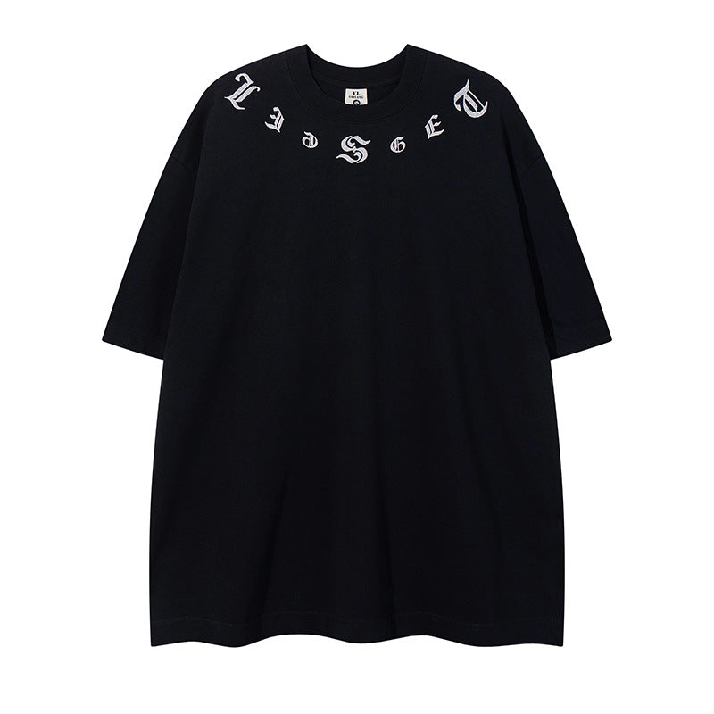 𝕃oose 𝔽it ☞𝟤𝟢𝟤𝟧 ☜美式復古字母刺繡圓領寬版上衣 Y-2
