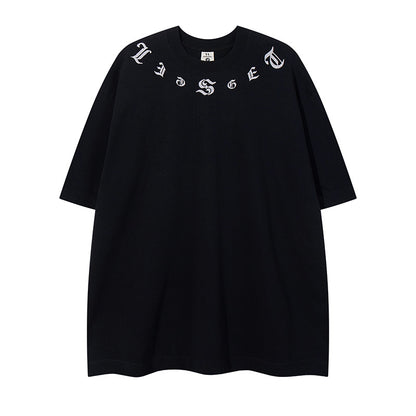 𝕃oose 𝔽it ☞𝟤𝟢𝟤𝟧 ☜美式復古字母刺繡圓領寬版上衣 Y-2