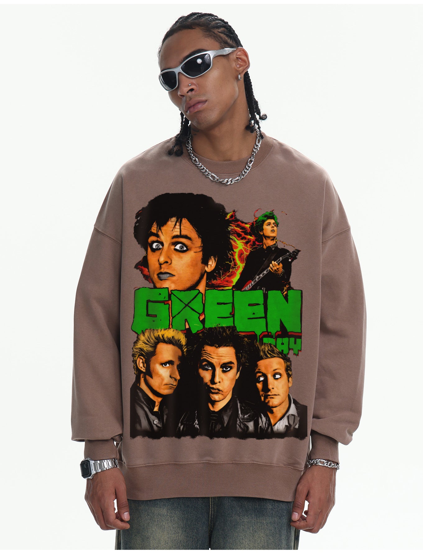 ♛𝔽𝕦𝕤𝕚𝕠𝕟 𝔽𝕠𝕔𝕦𝕤 ♛410G重磅水洗美式復古樂隊圓領厚T  GH-31