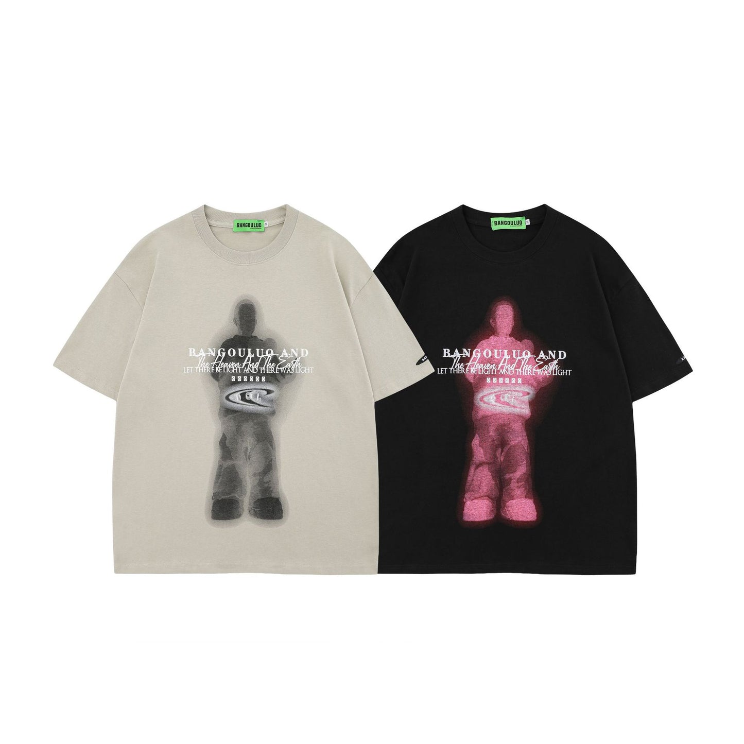 𝕃oose 𝔽it ☞𝟤𝟢𝟤𝟧 ☜美式復古抽象人物印花圓領男女中性 T-Shirt寬版上衣 B-99#