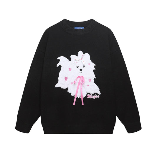 ⓀⓃⒾⓉ𒉽2025秋冬可愛小狗圓領針織 K-25