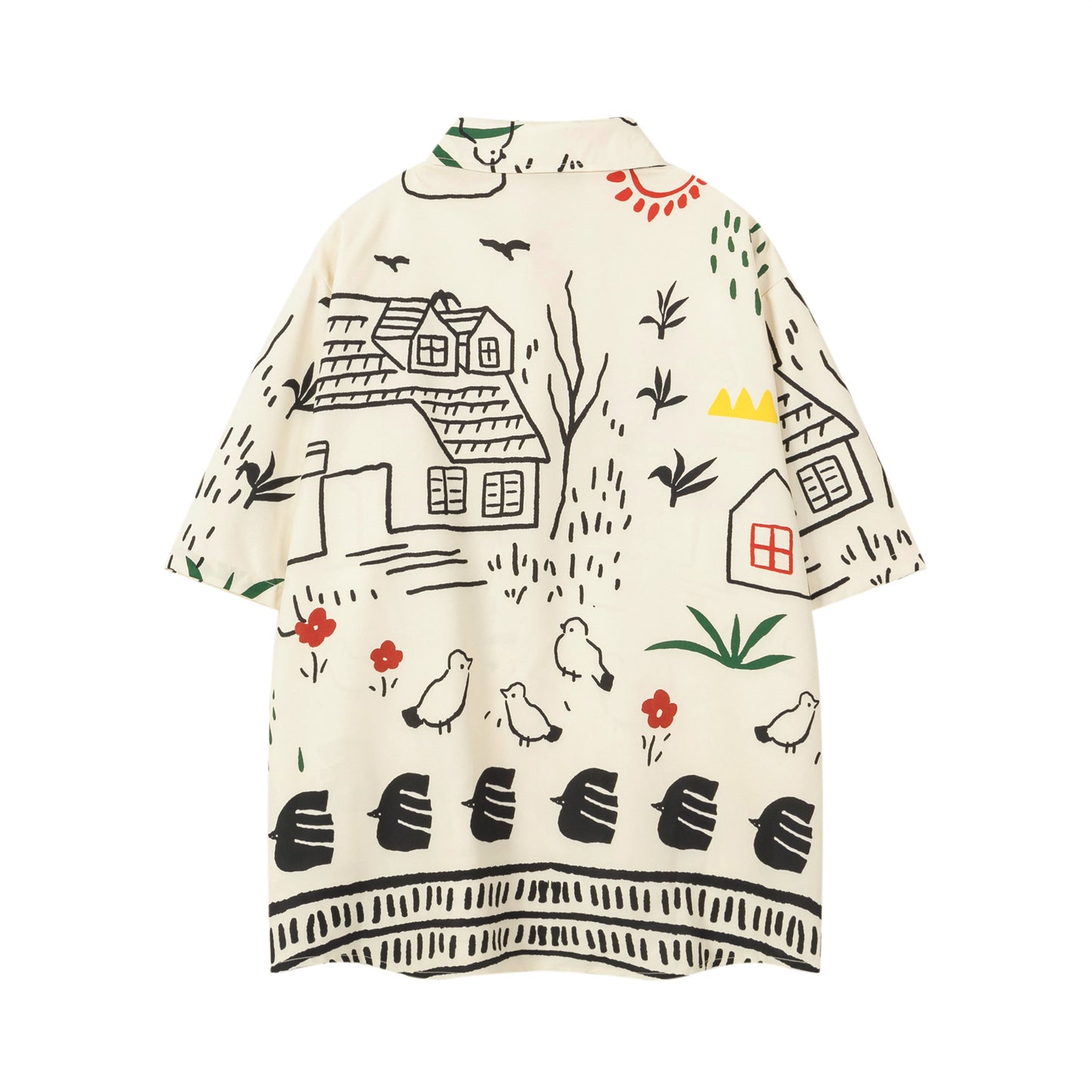 𝕃oose 𝔽it ☞𝟤𝟢𝟤𝟧 ☜日式復古趣味塗鴉印花休閒短袖襯衫	 DU-A31