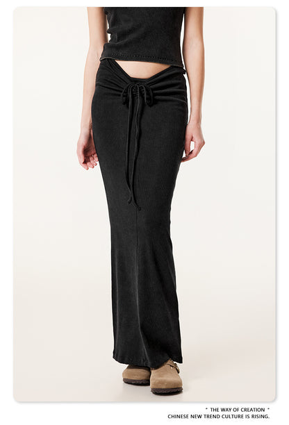 Fierce & Fitted 夏季辣妹必備V領顯瘦短T長裙套裝 復古黑