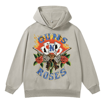 ♛𝔽𝕦𝕤𝕚𝕠𝕟 𝔽𝕠𝕔𝕦𝕤 ♛410G重磅水洗槍與玫瑰連帽大學T  FZ-72