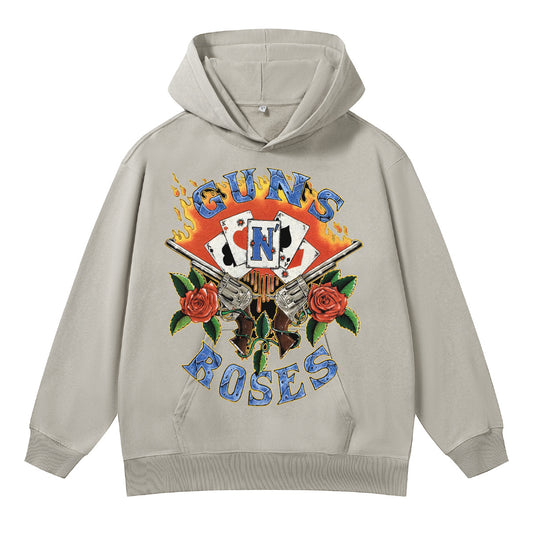 ♛𝔽𝕦𝕤𝕚𝕠𝕟 𝔽𝕠𝕔𝕦𝕤 ♛410G重磅水洗槍與玫瑰連帽大學T  FZ-72