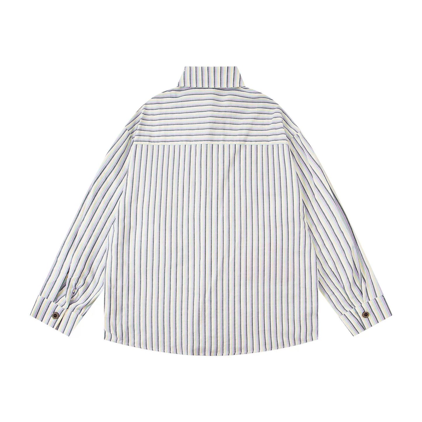 𝔼mbro 𝕊hirt𒉽2025秋冬卡通趣味條紋寬鬆襯衫U-45