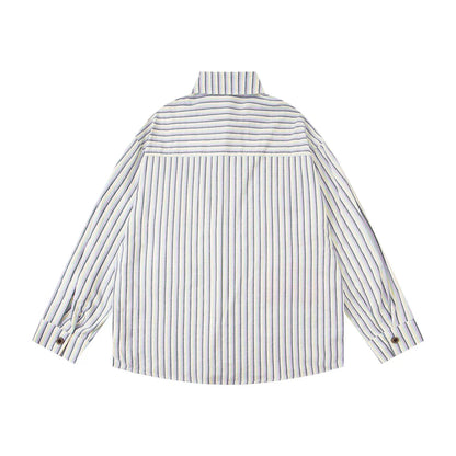 𝔼mbro 𝕊hirt𒉽2025秋冬卡通趣味條紋寬鬆襯衫U-45