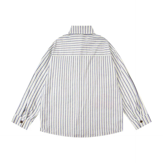 𝔼mbro 𝕊hirt𒉽2025秋冬卡通趣味條紋寬鬆襯衫U-45