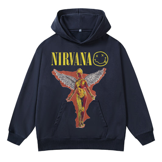 ♛𝔽𝕦𝕤𝕚𝕠𝕟 𝔽𝕠𝕔𝕦𝕤 ♛410G重磅水洗美式復古落肩連帽大學T  FZ-30