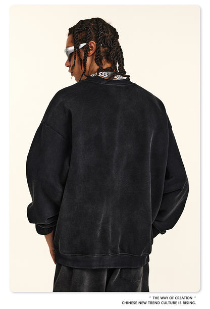 ♛𝔽𝕦𝕤𝕚𝕠𝕟 𝔽𝕠𝕔𝕦𝕤 ♛2025秋冬高磅復古水洗印花大學T B-67