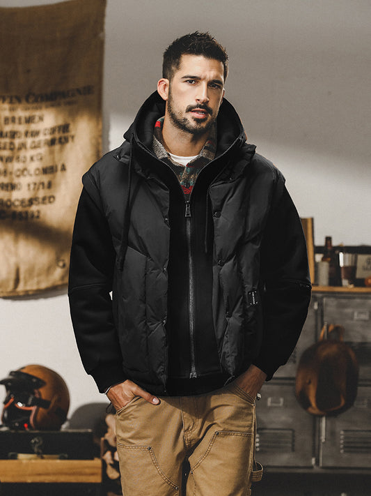 snɔoɟ uoı̣snɟ - 美拉德復古重磅羽绒服冬季短款連帽美式拼接加厚外套男秋冬新款 FG-185