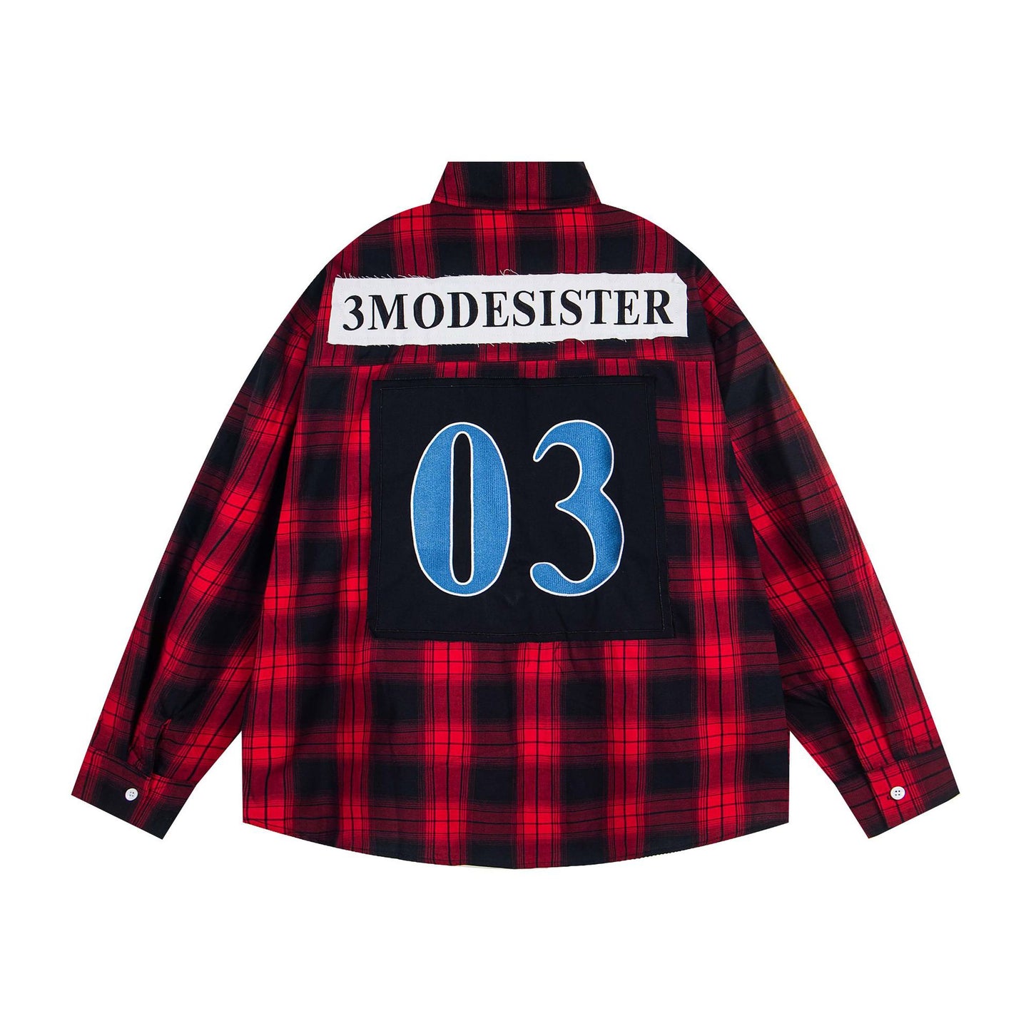 𝔼mbro 𝕊hirt𒉽2025秋冬領帶系列格子寬鬆襯衫外套MO-16