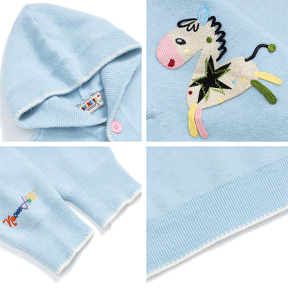 ⓀⓃⒾⓉ𒉽2025秋冬美式復古小馬刺繡連帽針織 K- 07