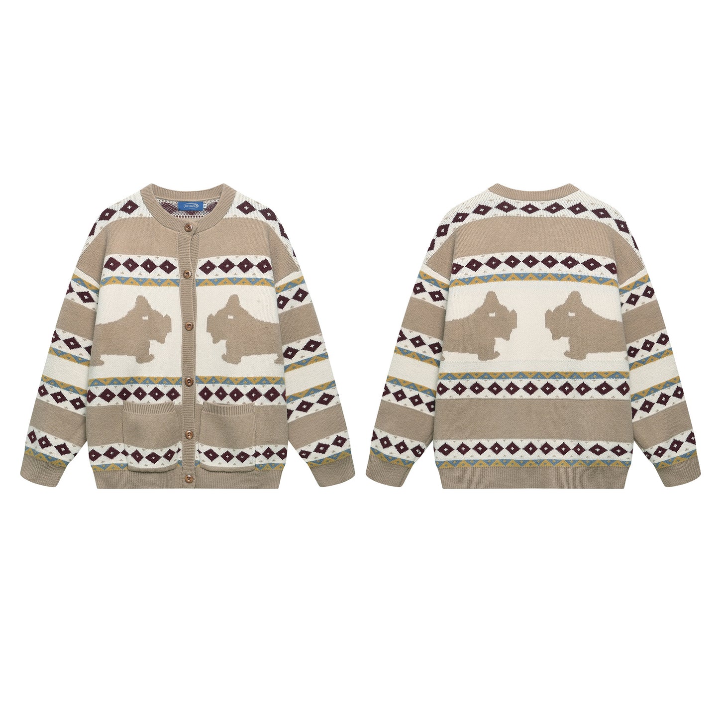 ⓀⓃⒾⓉ𒉽2025秋冬菱格紋圖案針織外套 K-55