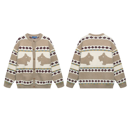 ⓀⓃⒾⓉ𒉽2025秋冬菱格紋圖案針織外套 K-55