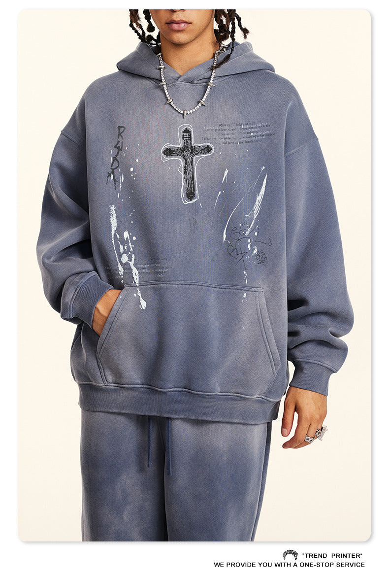 ♛𝔽𝕦𝕤𝕚𝕠𝕟 𝔽𝕠𝕔𝕦𝕤 ♛2025秋冬高磅復古水洗印花大學T B-30