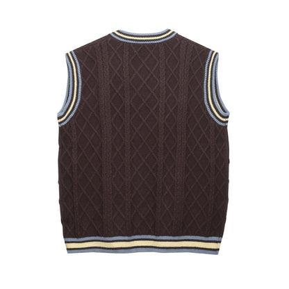 ⓀⓃⒾⓉ𒉽2025秋冬復古疊穿V領背心 IN-63