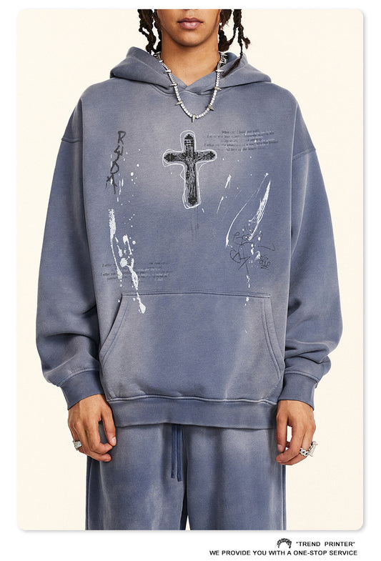 ♛𝔽𝕦𝕤𝕚𝕠𝕟 𝔽𝕠𝕔𝕦𝕤 ♛2025秋冬高磅復古水洗印花大學T B-30