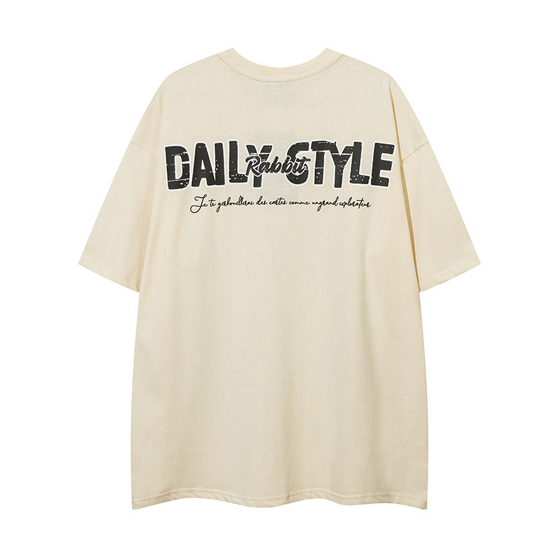 𝕃oose 𝔽it ☞𝟤𝟢𝟤𝟧 ☜美式復古設計感潮流兔圖案男女中性T-Shirt上衣 DA04