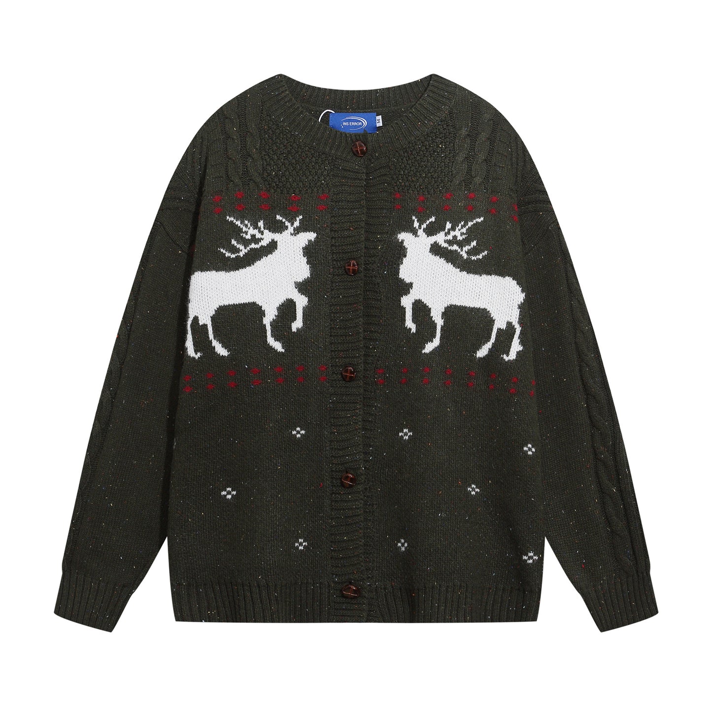 ⓀⓃⒾⓉ𒉽2025秋冬復古麋鹿圓領針織外套 K-86