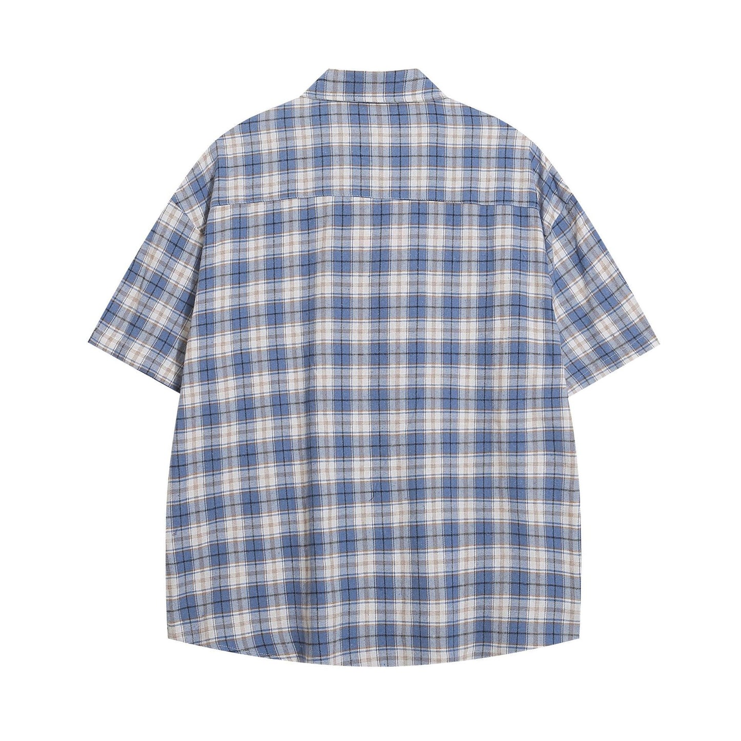 𝔼mbro 𝕊hirt𒉽美式復古街頭刺繡格子寬鬆襯衫P-6