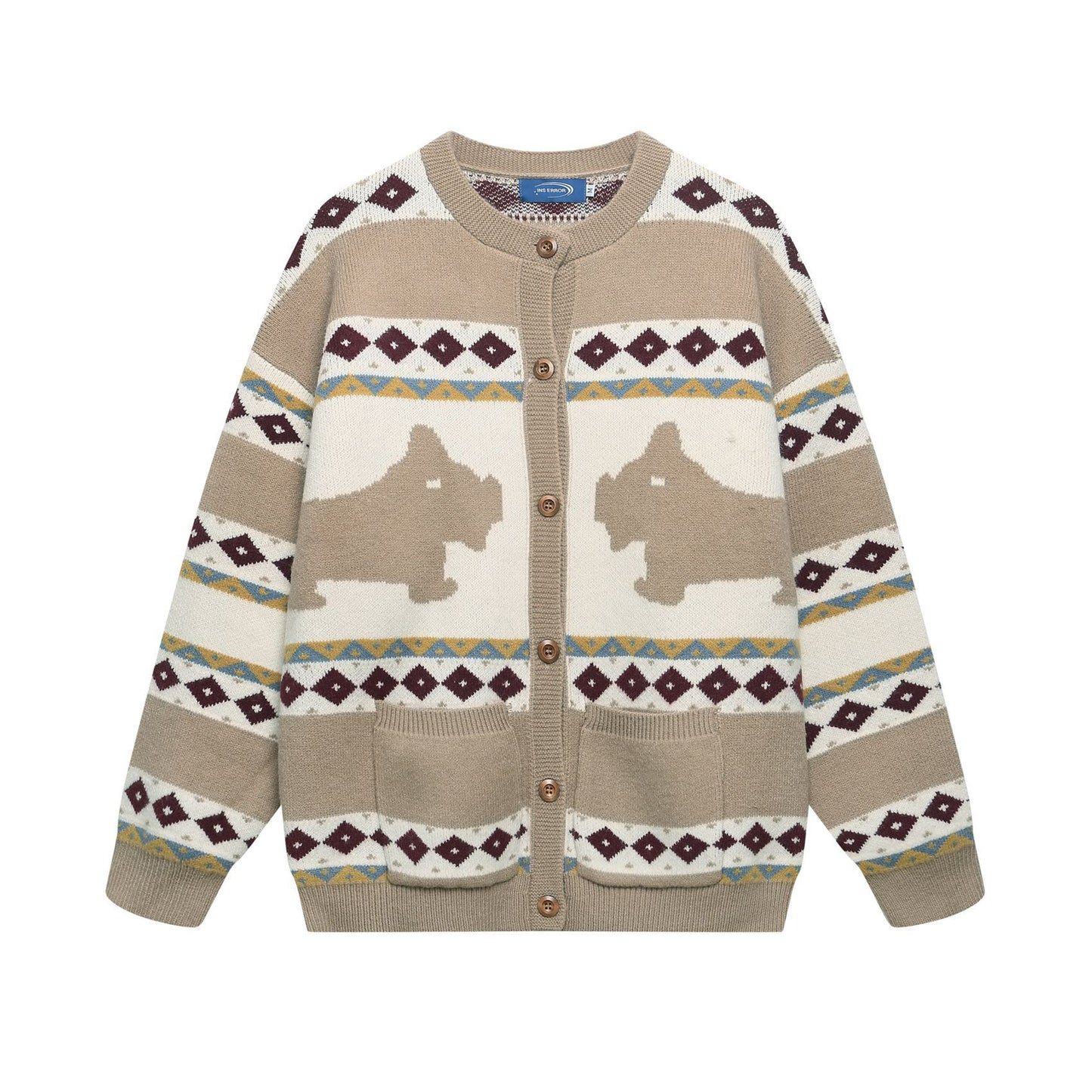 ⓀⓃⒾⓉ𒉽2025秋冬菱格紋圖案針織外套 K-55