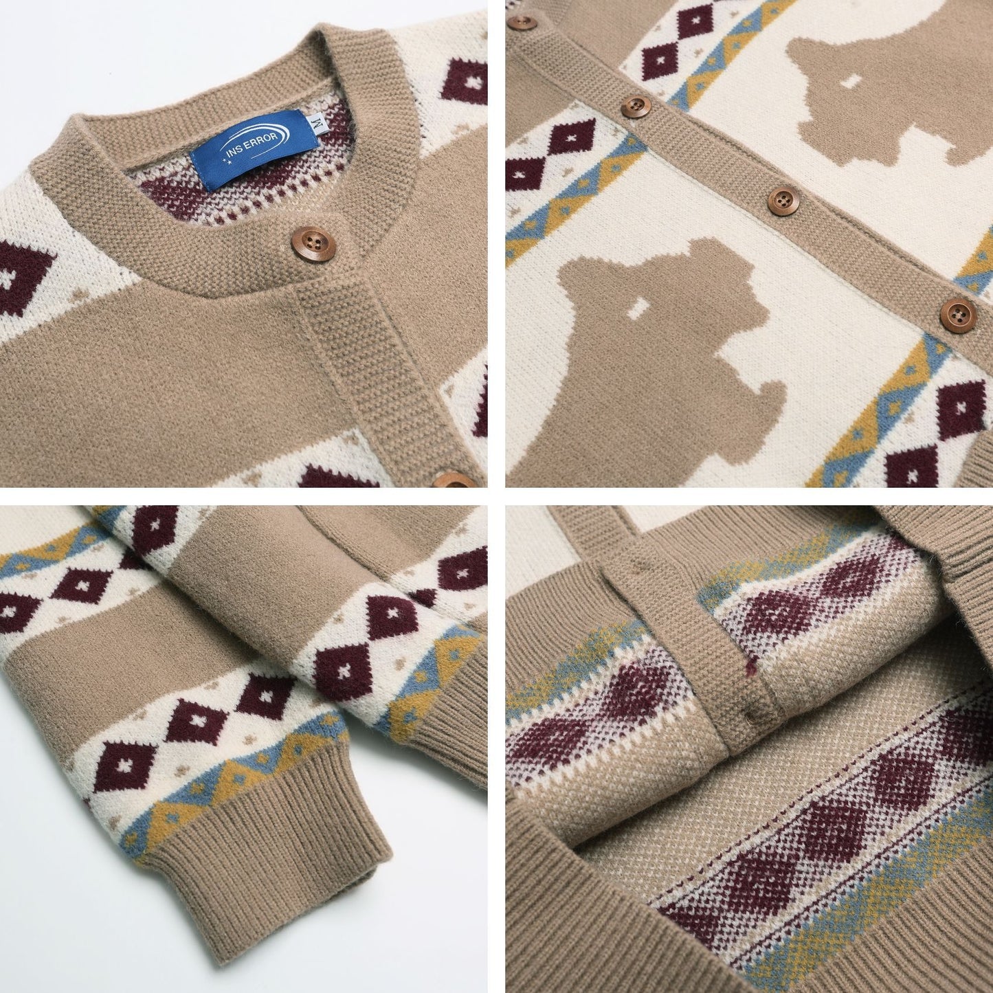 ⓀⓃⒾⓉ𒉽2025秋冬菱格紋圖案針織外套 K-55