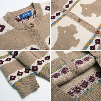 ⓀⓃⒾⓉ𒉽2025秋冬菱格紋圖案針織外套 K-55