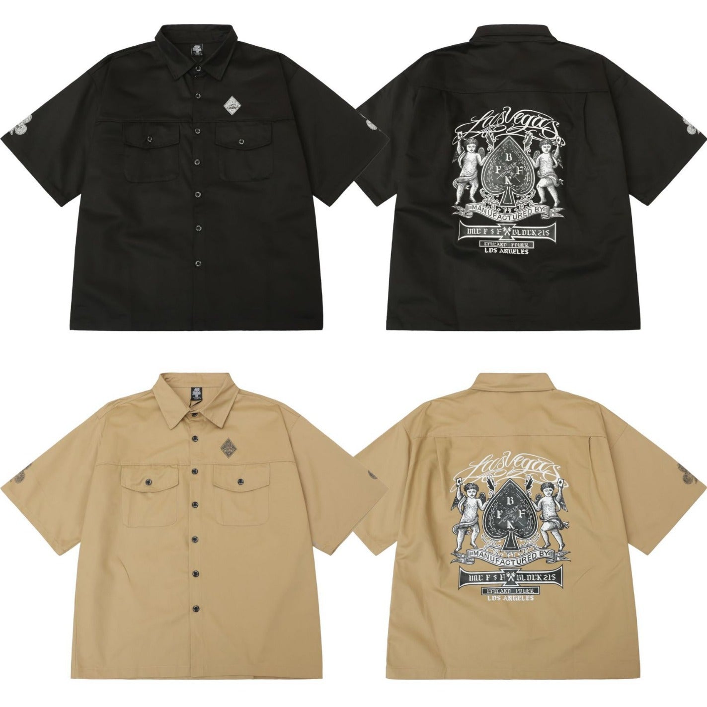 𝔽𝕦𝕤𝕚𝕠𝕟 𝔽𝕠𝕔𝕦𝕤-ᴄʜɪᴄᴀɴᴏ♠︎悍匪♠︎  新款西海岸奇卡諾Chicano風格撲克印花工裝襯衫