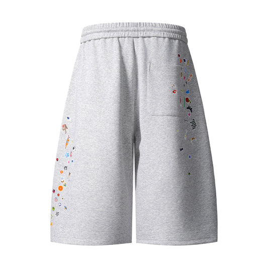 𖥟𝕽𝖊𝖑𝖆𝖝𝖊𝖉 𝖋𝖎𝖙  ☞美式復古卡通印花休閒七分褲B-47