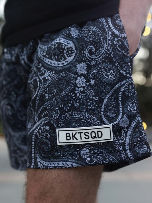 🔆𝔽𝕦𝕤𝕚𝕠𝕟 ☀ 𝔽𝕠𝕔𝕦𝕤 🔆 美式風BKTSQD變形蟲短褲夏季網眼輕薄透氣速乾四分運動跑步球褲