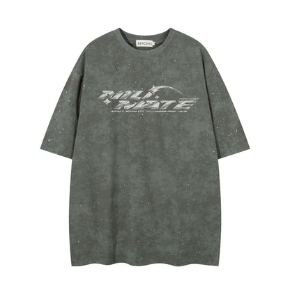 𝕃oose 𝔽it ☞𝟤𝟢𝟤𝟧 ☜美式復古設計感滿天星翅膀風格男女中性 T-Shirt寬版上衣 JK102